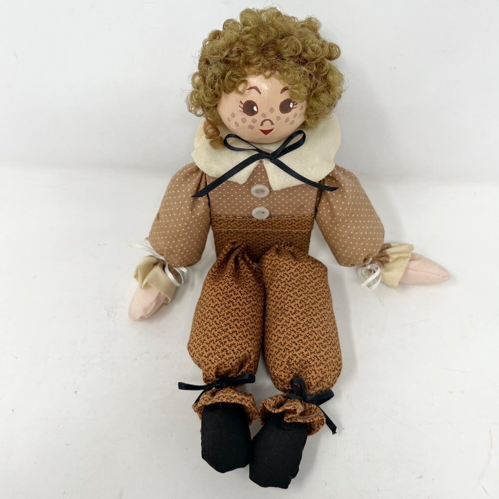 Primitive Country Boy Doll Handmade Wood Block Body 10" Rustic Homemade